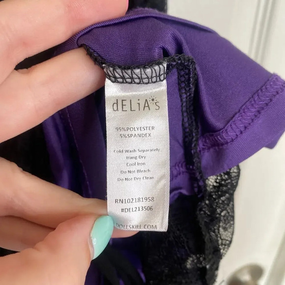DELIA'S DOLLSKILL Wicked For What It's Worth Dress Purple Lace Alt Goth Small - Picture 10 of 10